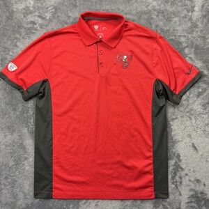 Tampa Bay Buccaneers Polo Shirt Mens Large Red Black NFL Football Dri Fit Nike